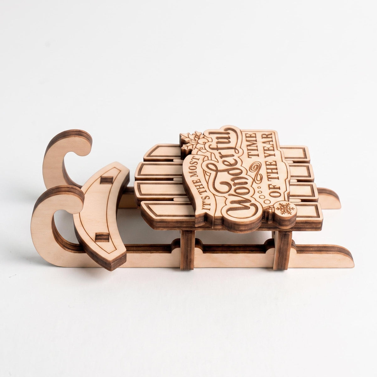 Wonderful Time Christmas Sled Ornament - Glowforge