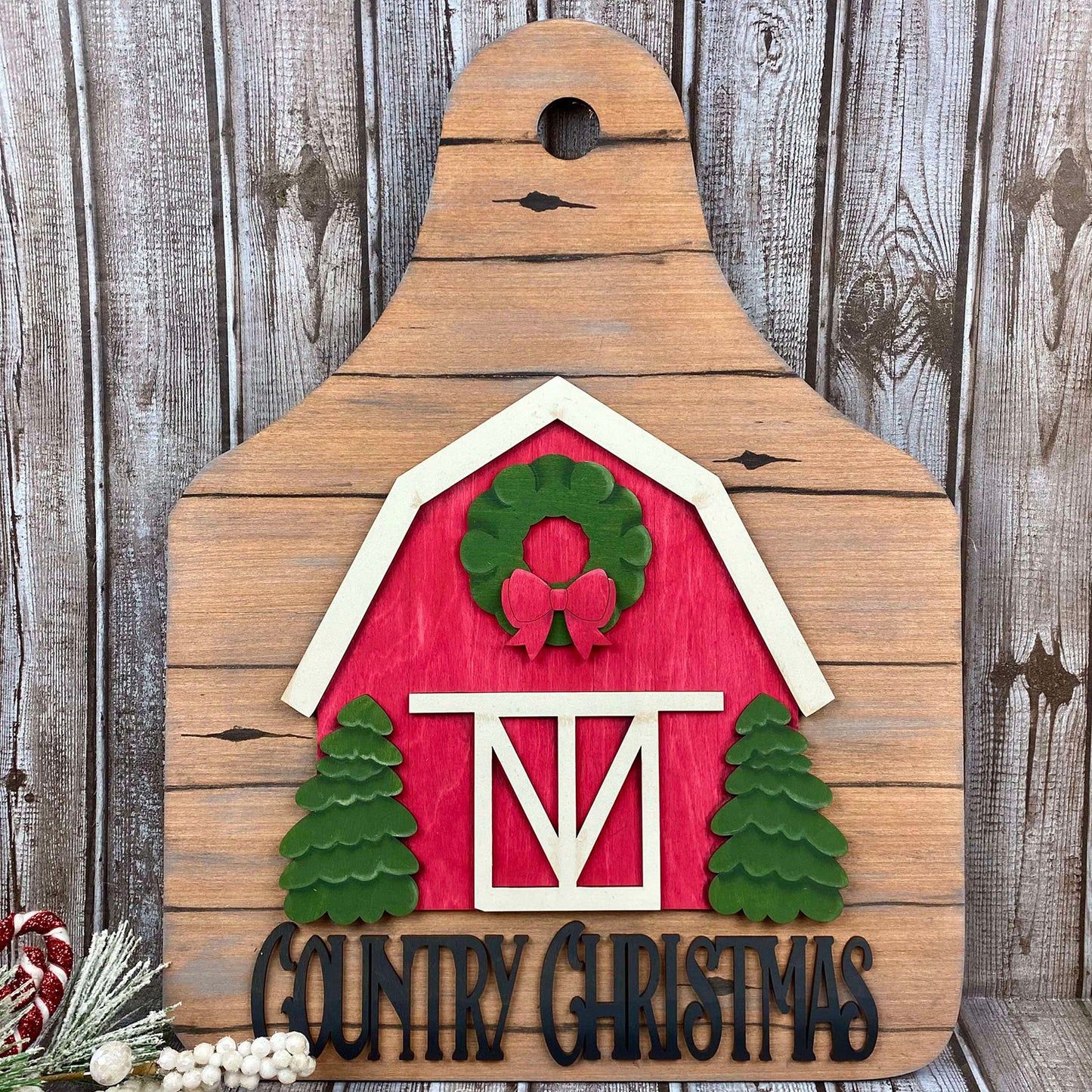 X-Large Rustic Country Christmas Barn Ear Tag Sign - Glowforge