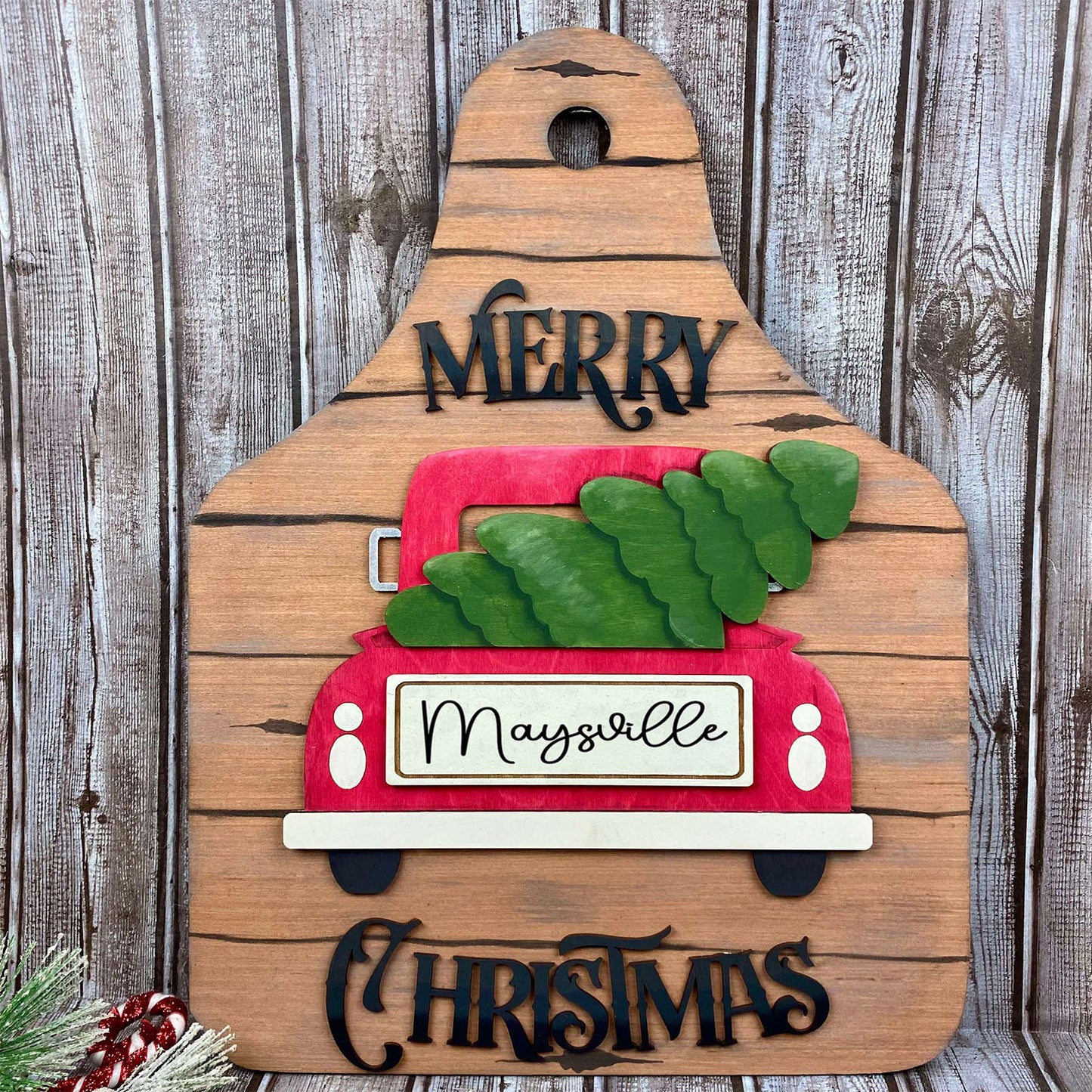 X-Large Vintage Truck Ear Tag Christmas Sign - Glowforge