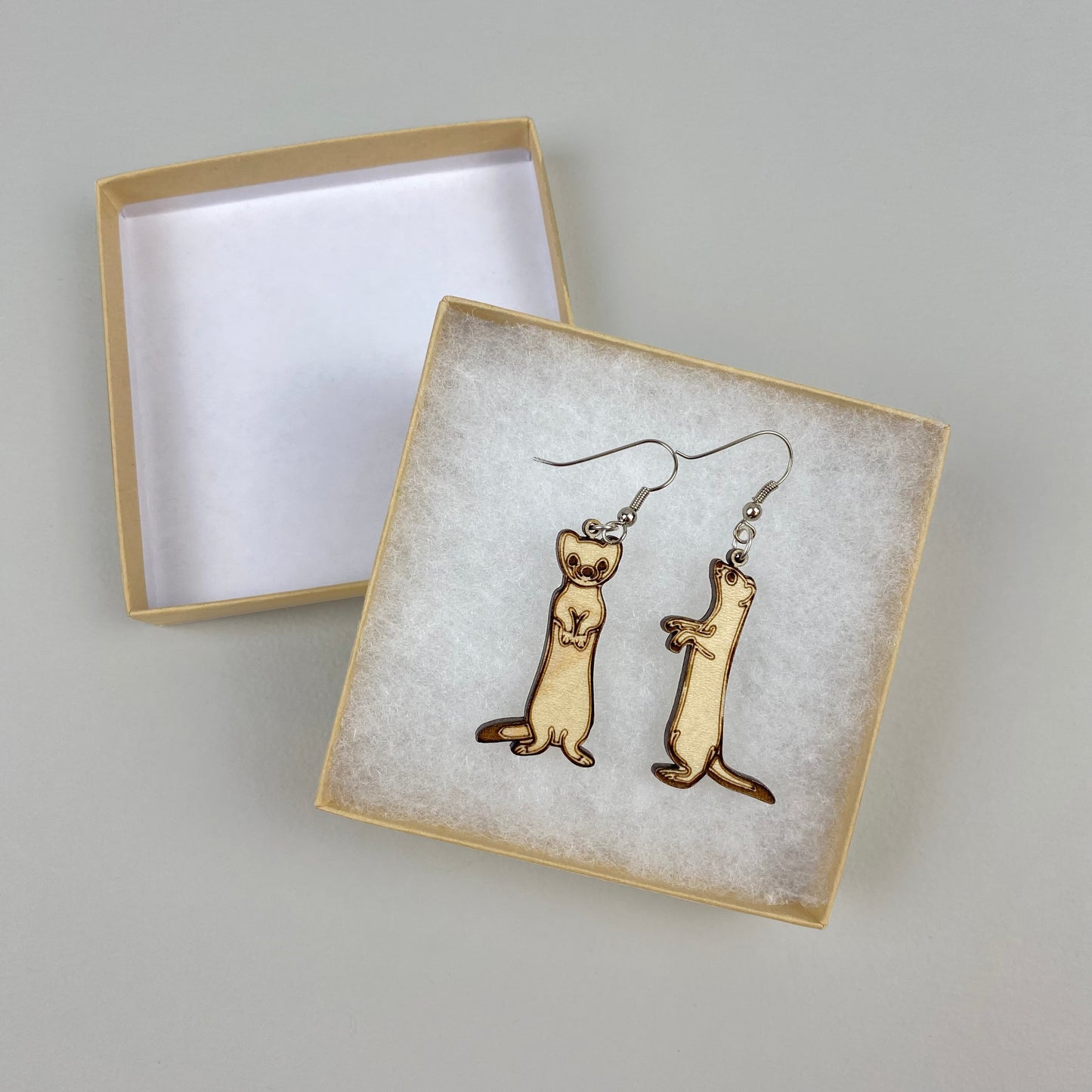 Adorable Standing Ferret Earrings