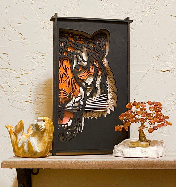 Filigree Layered Tiger Shadow Box – Glowforge Shop
