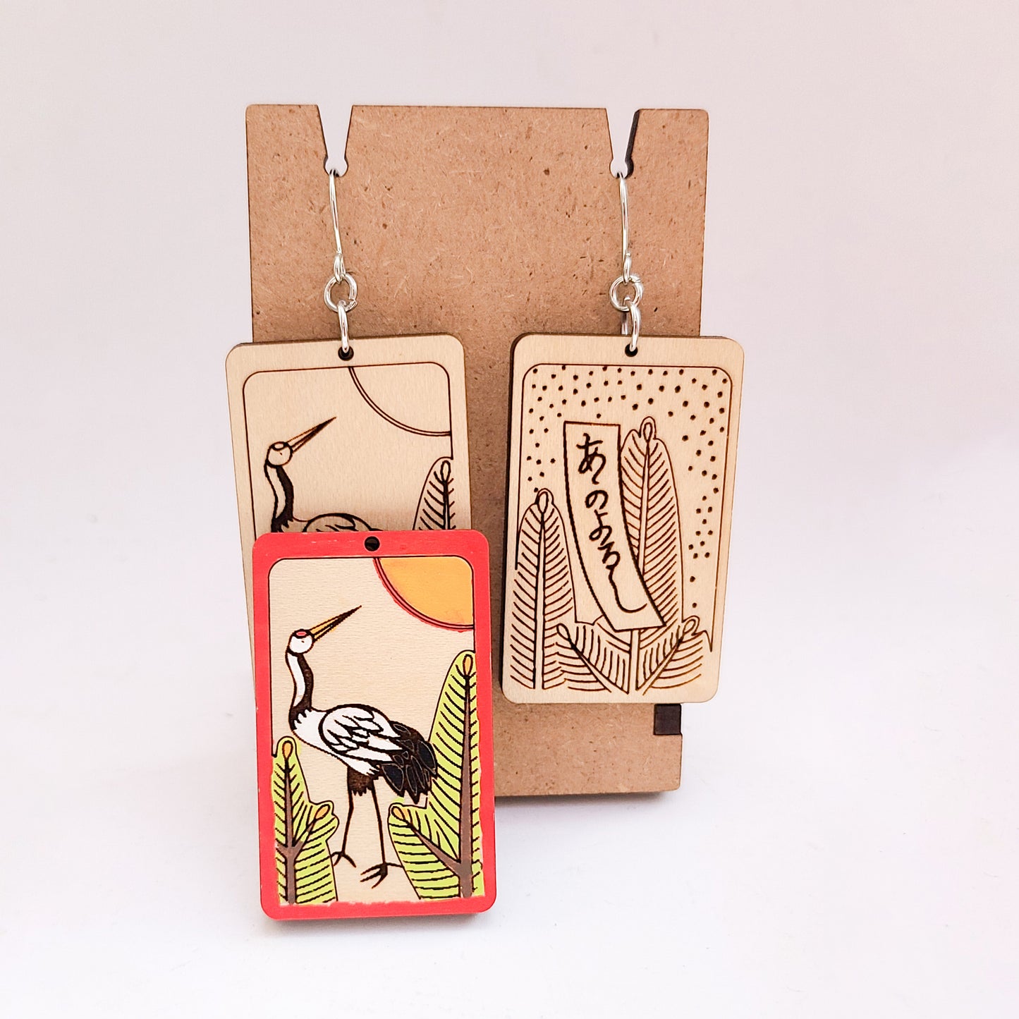 Hanafuda-style Earrings "January" 1