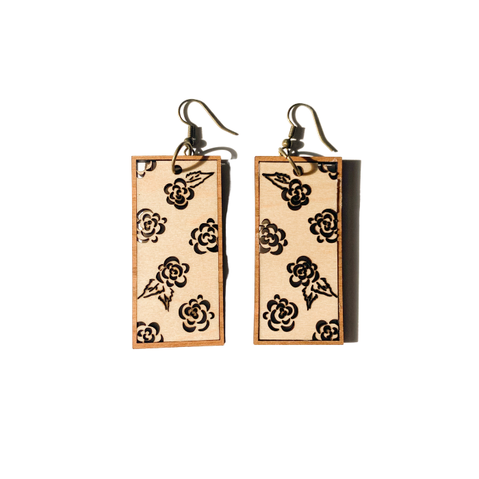 Rosebud Floral Framed Earrings