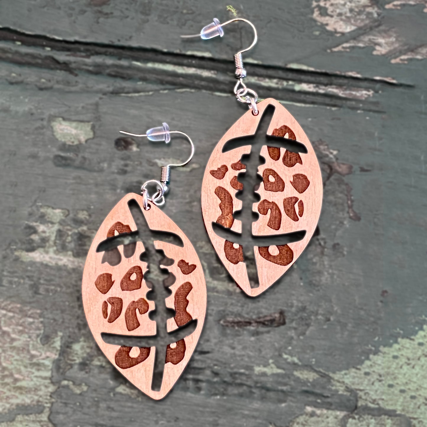 Leopard Print Football Earrings