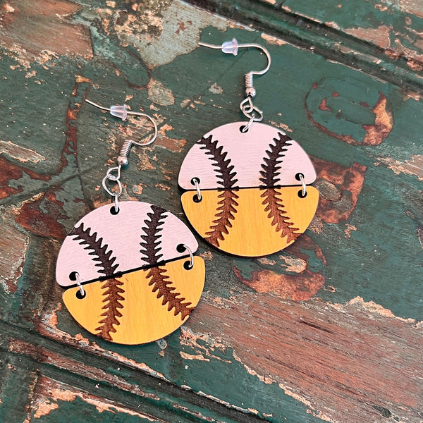 2Part Circle Baseball Softball Earrings Shop