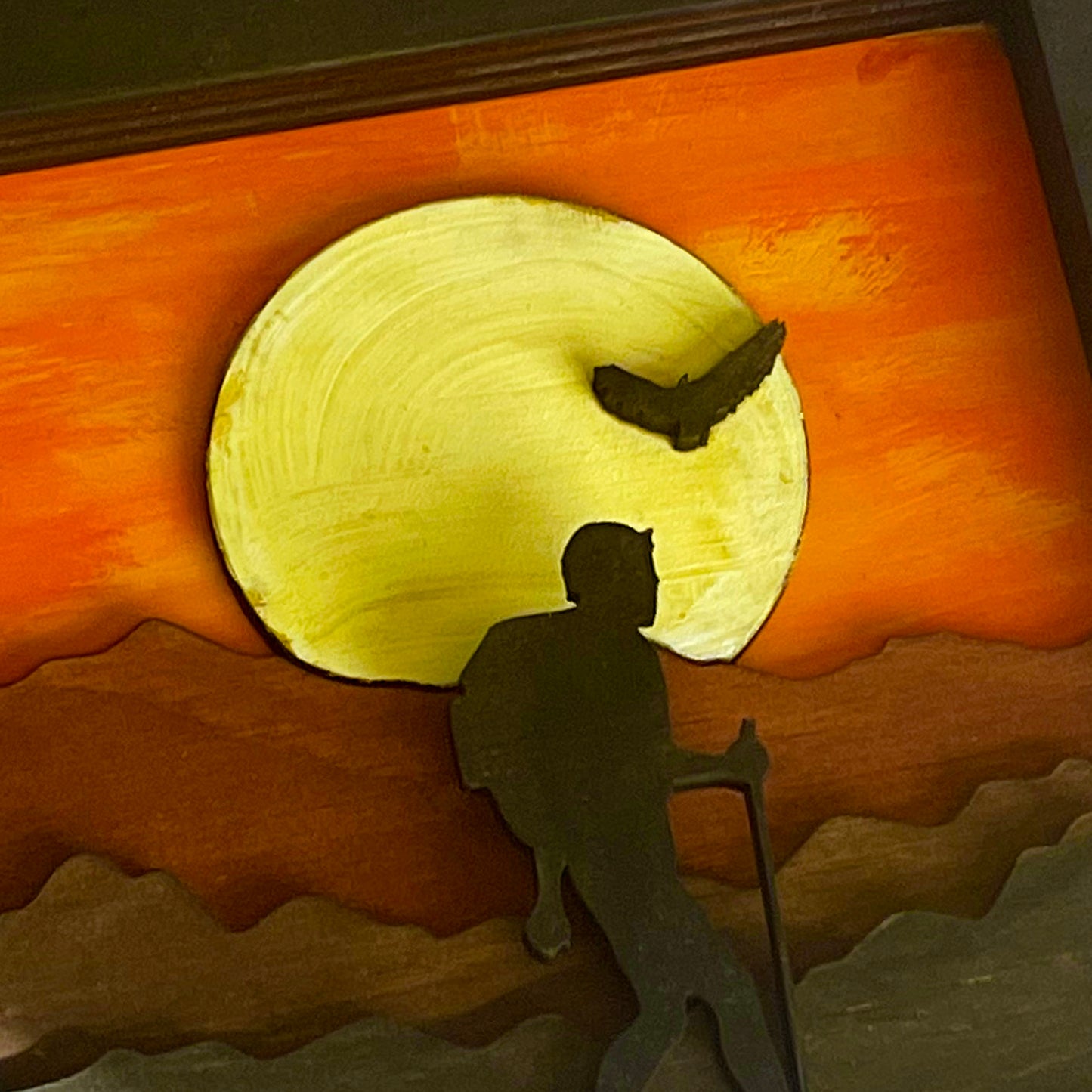 Mountains Shadow Box With Hiker