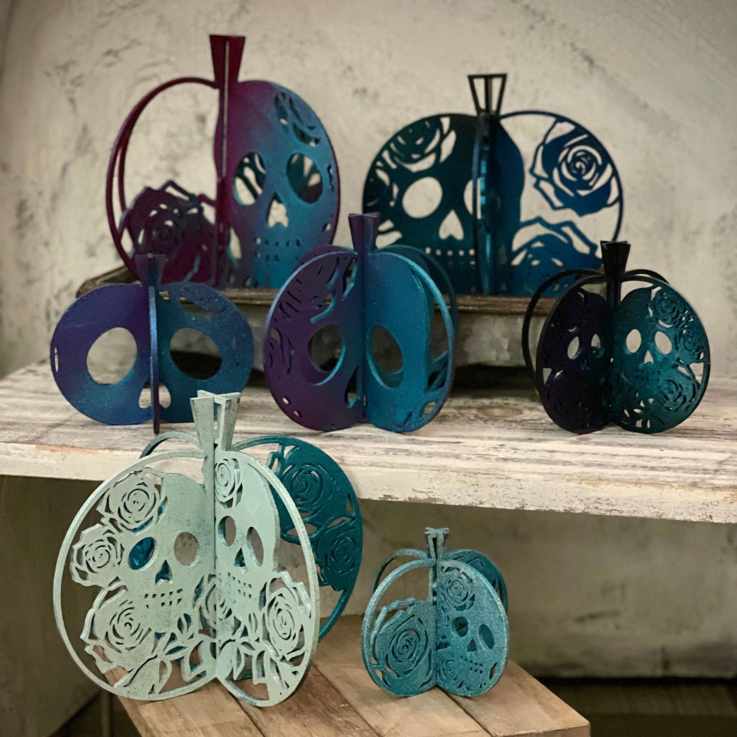 3D Floral Skull Pumpkins (Set of 7)