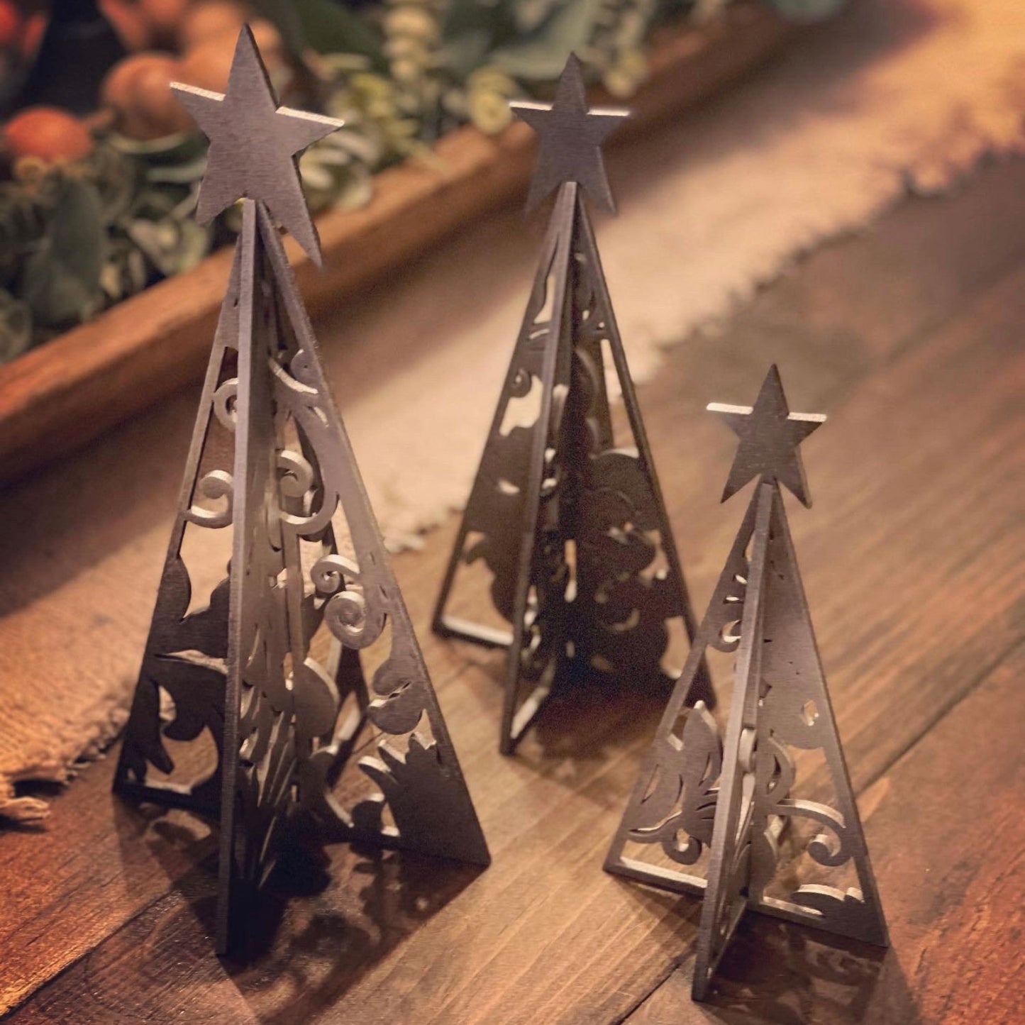 3D Flourish Christmas Trees Shelf Sitters (Set of 3)