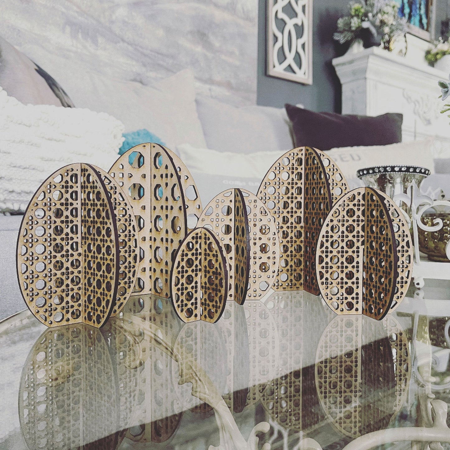 3D Rattan Cane Eggs (Set of 6)