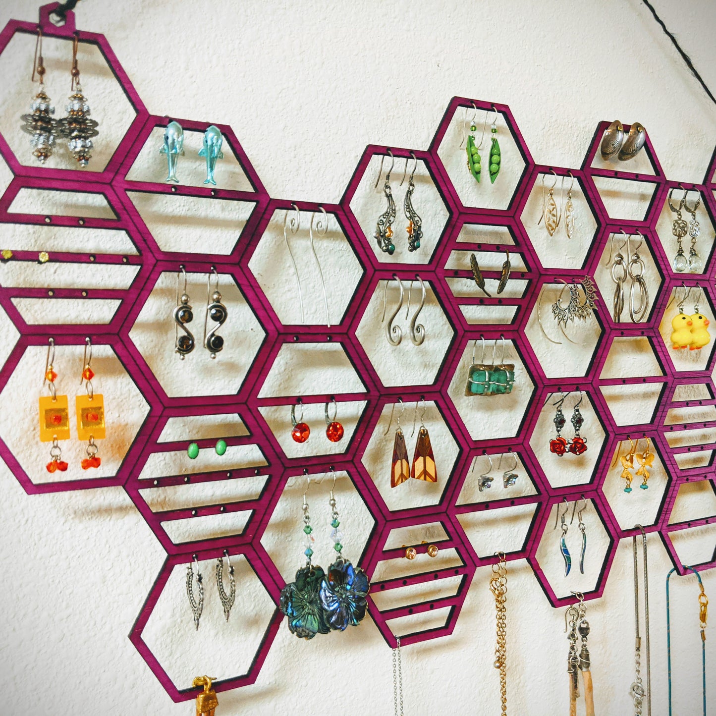 Hanging Honeycomb Jewelry Display