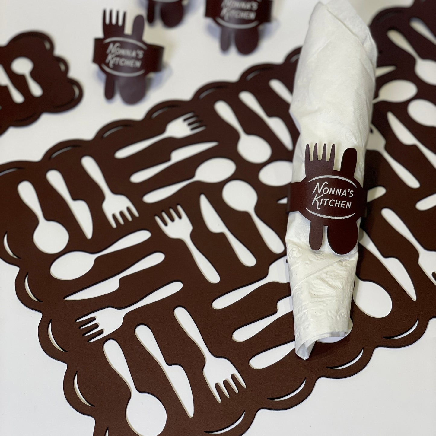 Fancy Flatware Leather Place Setting
