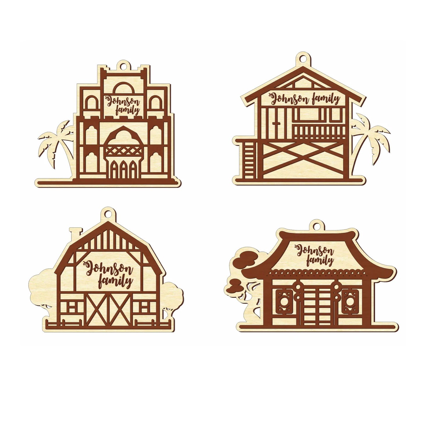 Family House Ornaments (Set of 10)