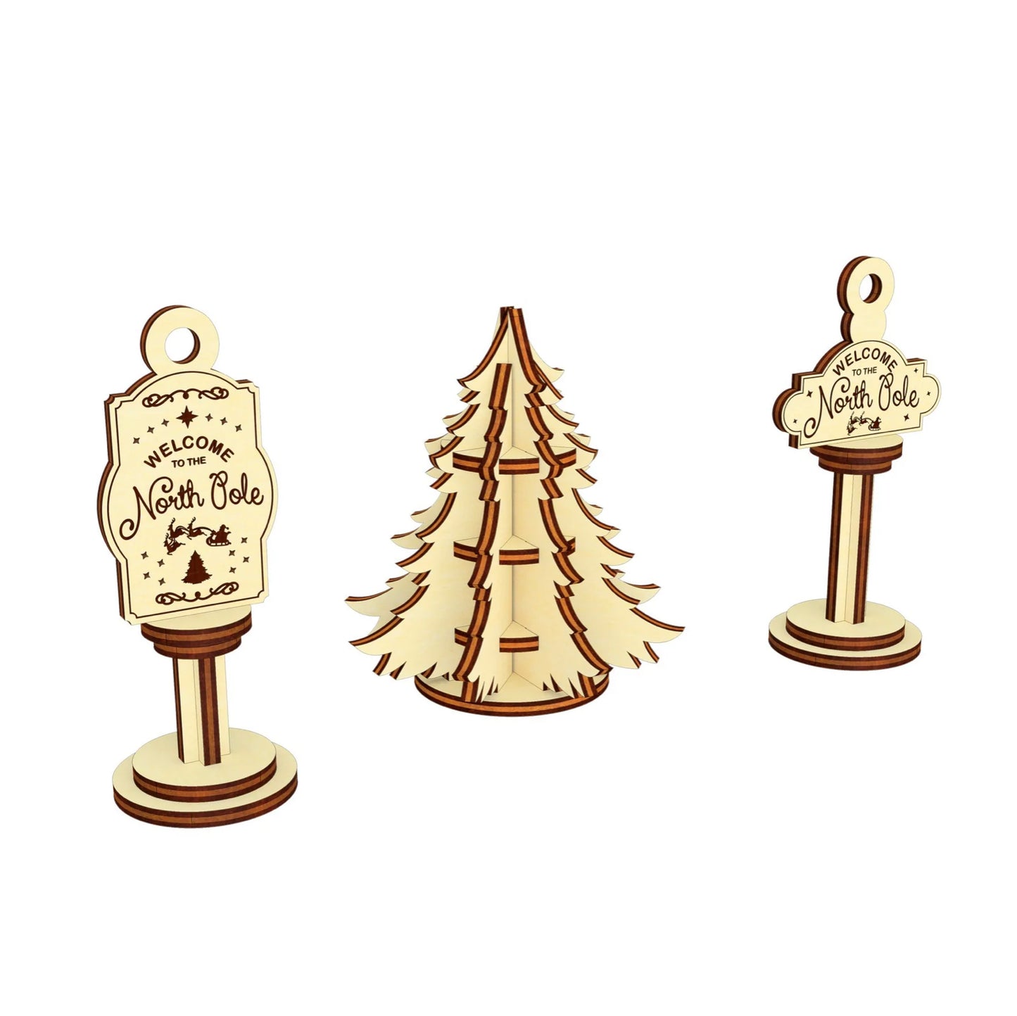 North Pole Ornaments (Set of 3) Glowforge