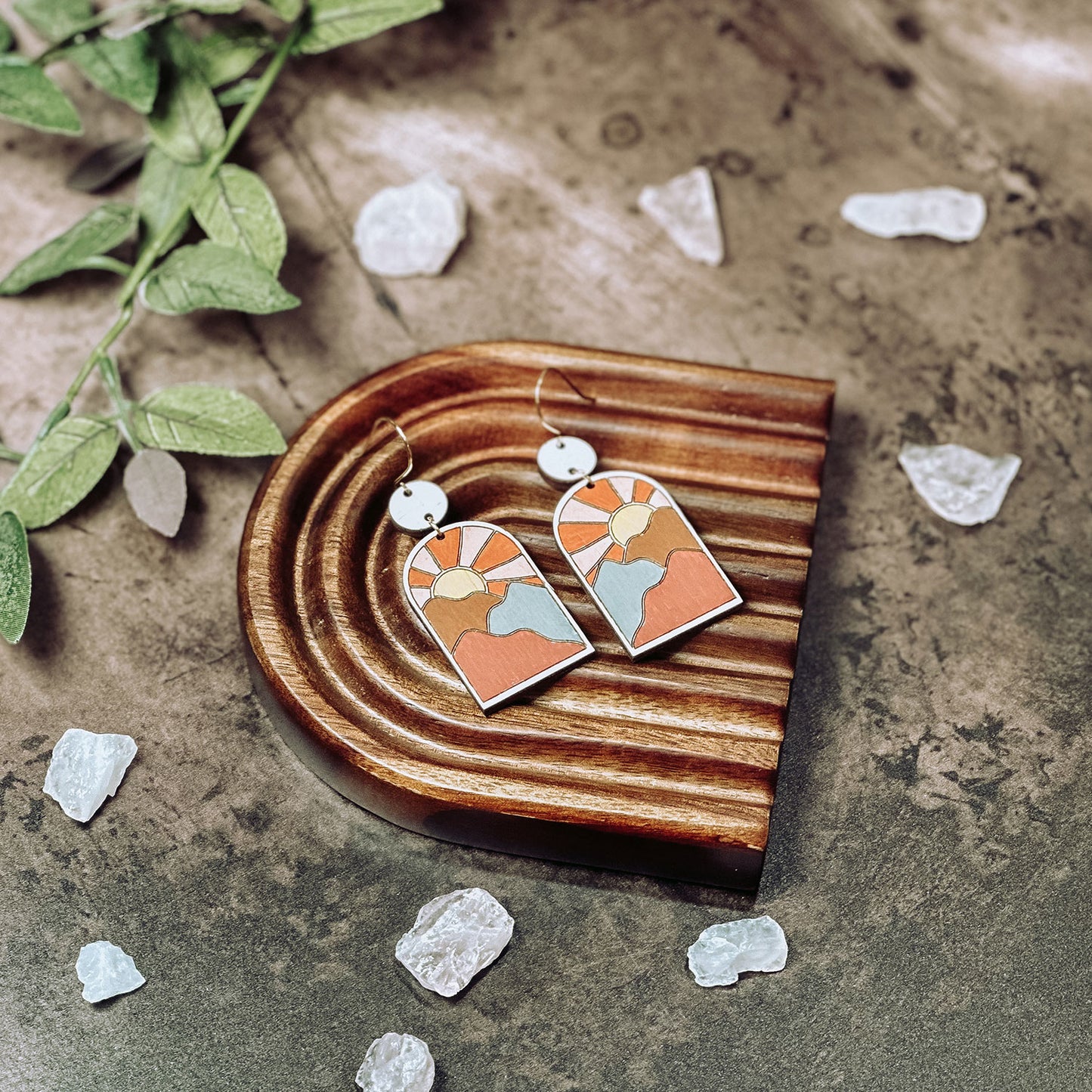 Abstract Boho Mountain Scene Earrings