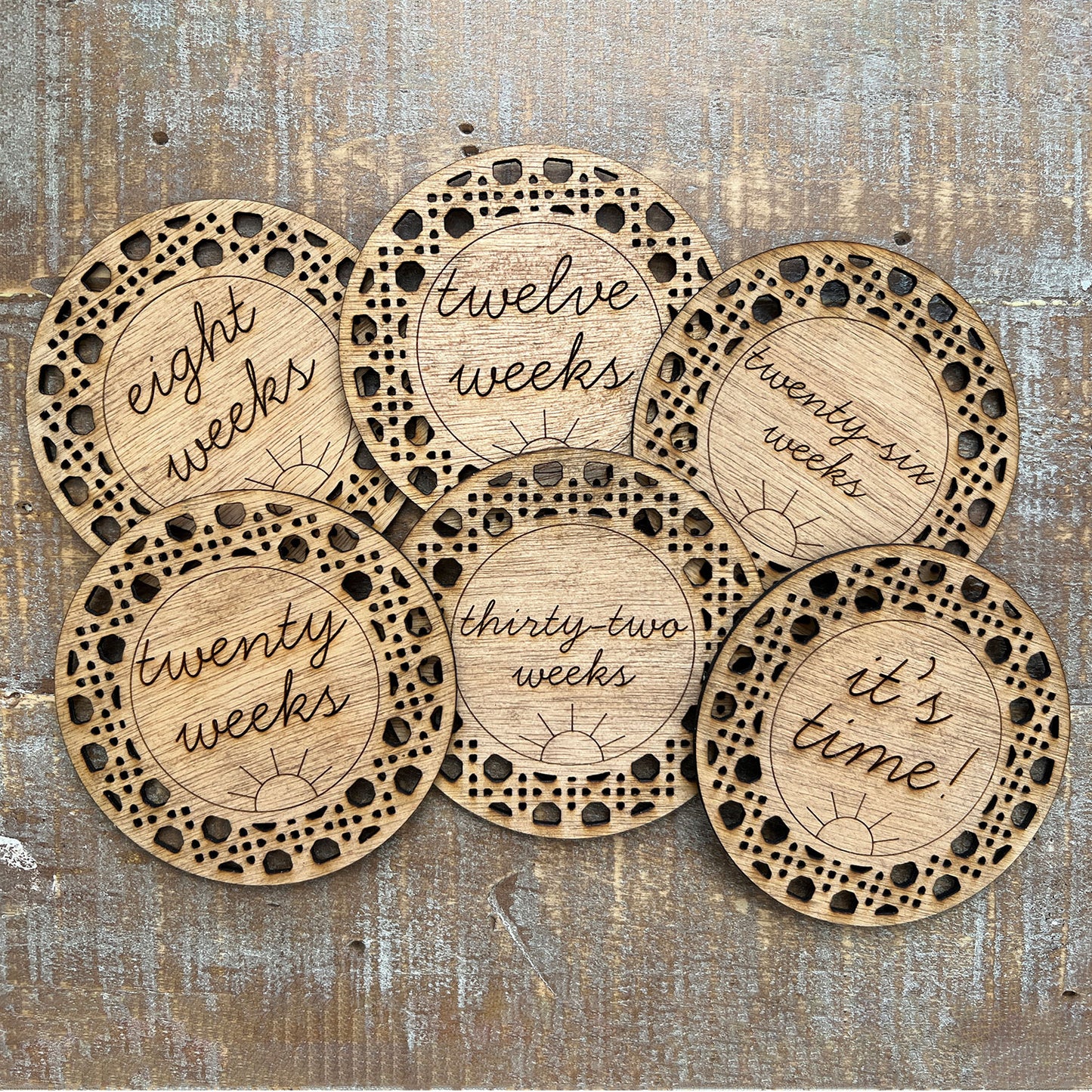 Boho Rattan Pregnancy Milestone Markers