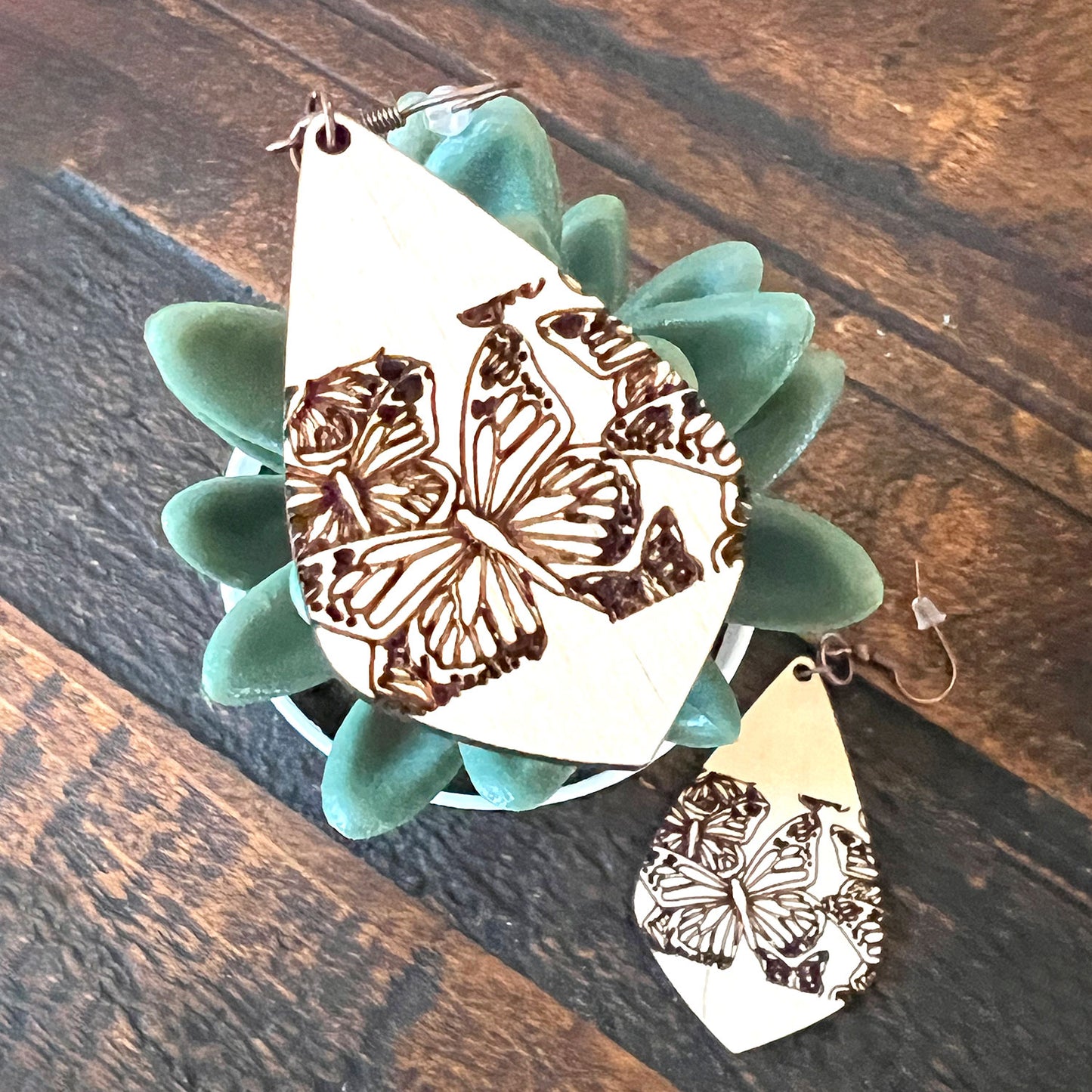 Butterfly Pattern Teardrop Earrings