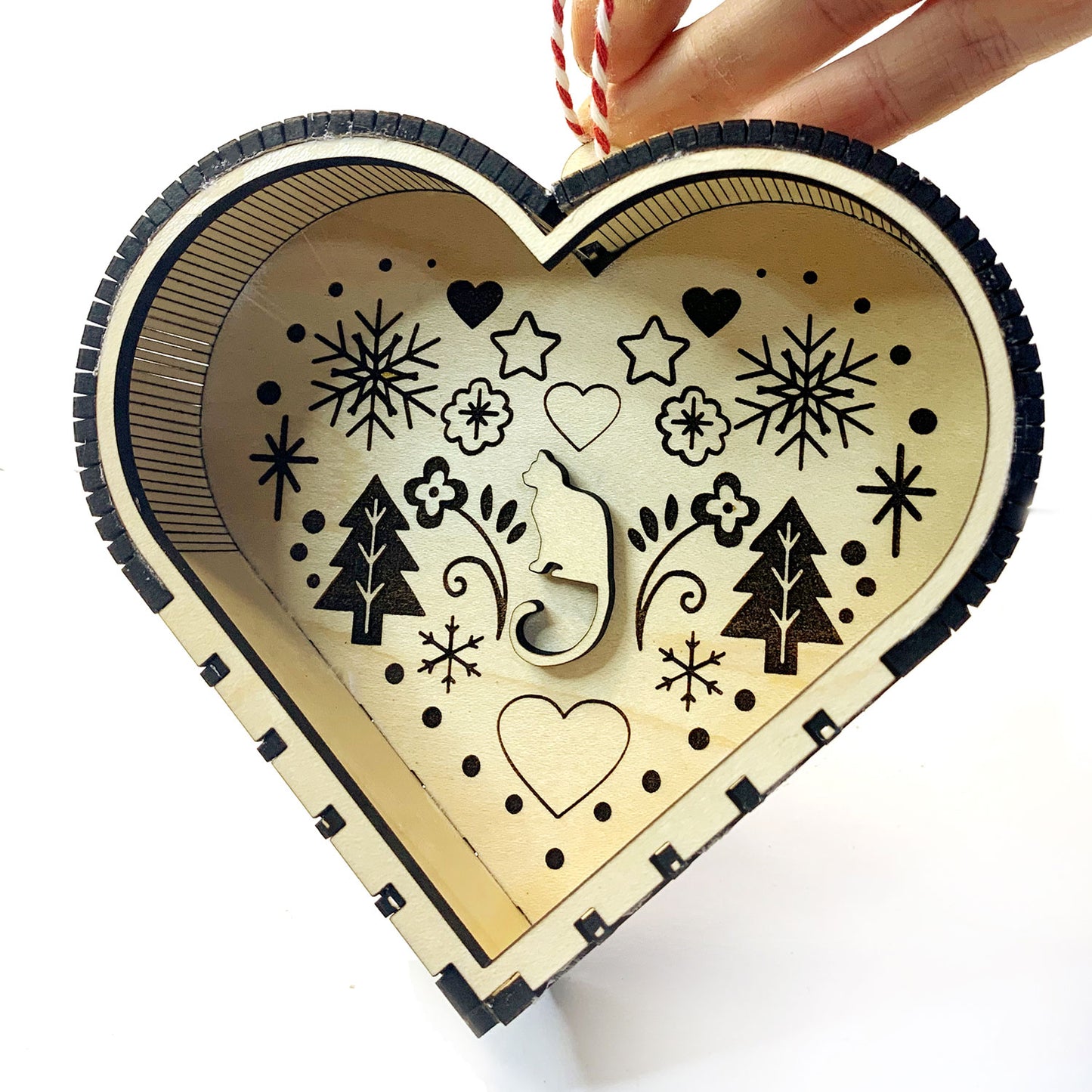 Cat Heart Sweater 3D Ornament