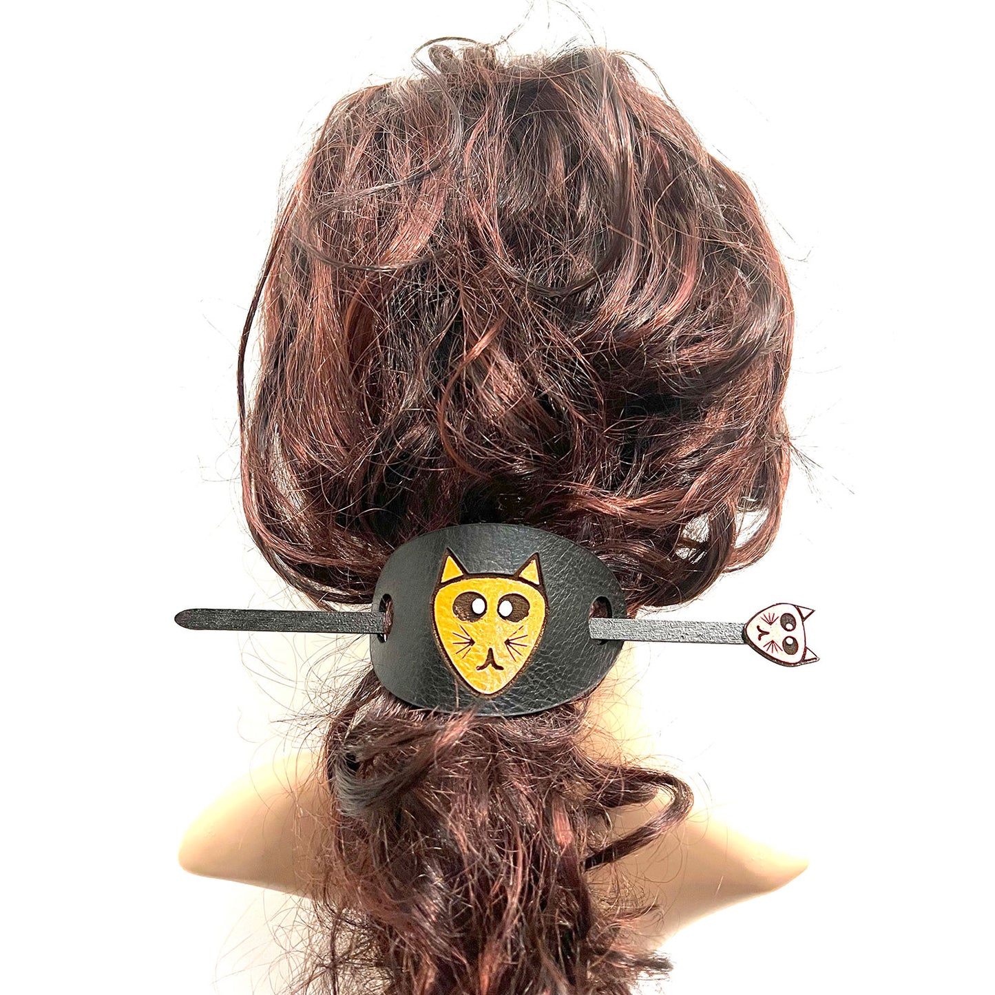 Cat Leather Hair Tie With Hair Stick