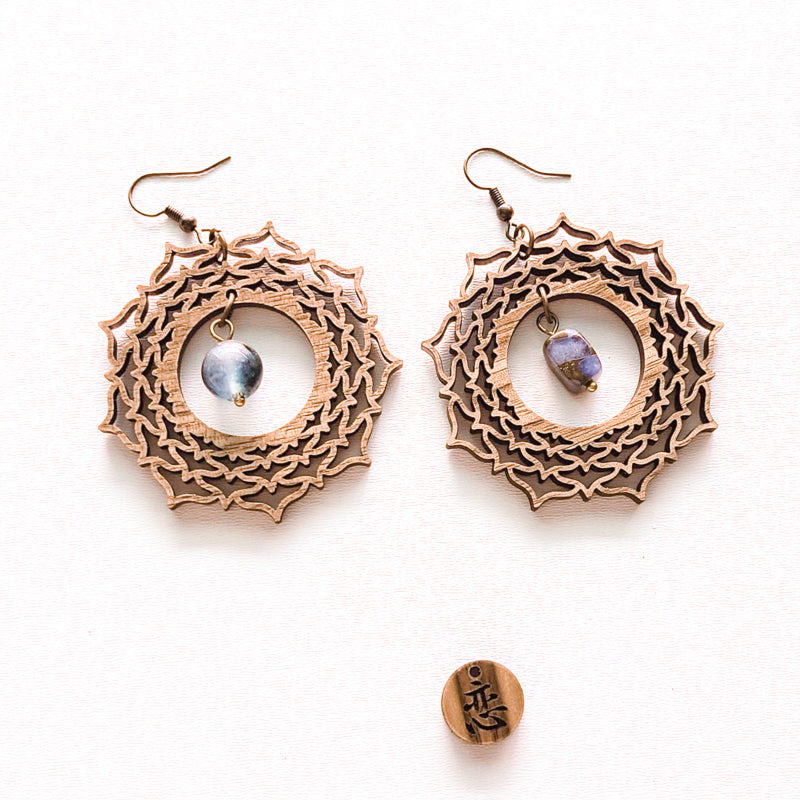 Chrysanthemum Dangle Earrings with Centerpiece