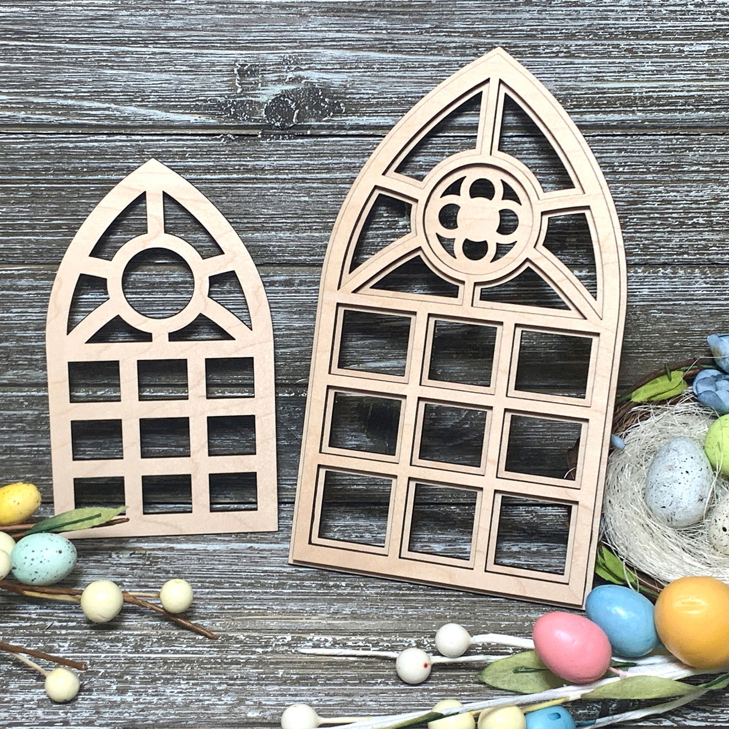 Cathedral or Arch Windows Tiered Tray Decor