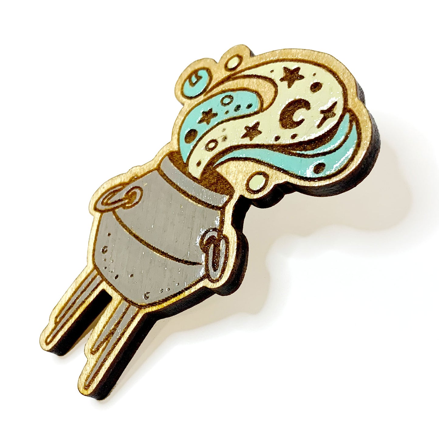 Cauldron Wood Design For Pin, Tag And Wall Art