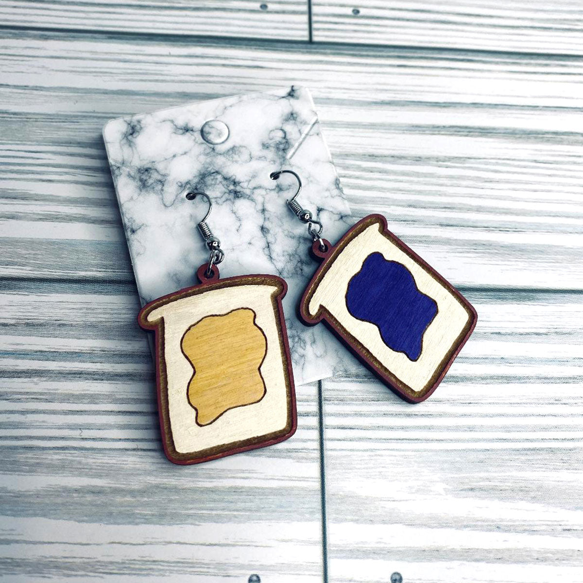 Classic Peanut Butter and Jelly Sandwich Dangle Earrings