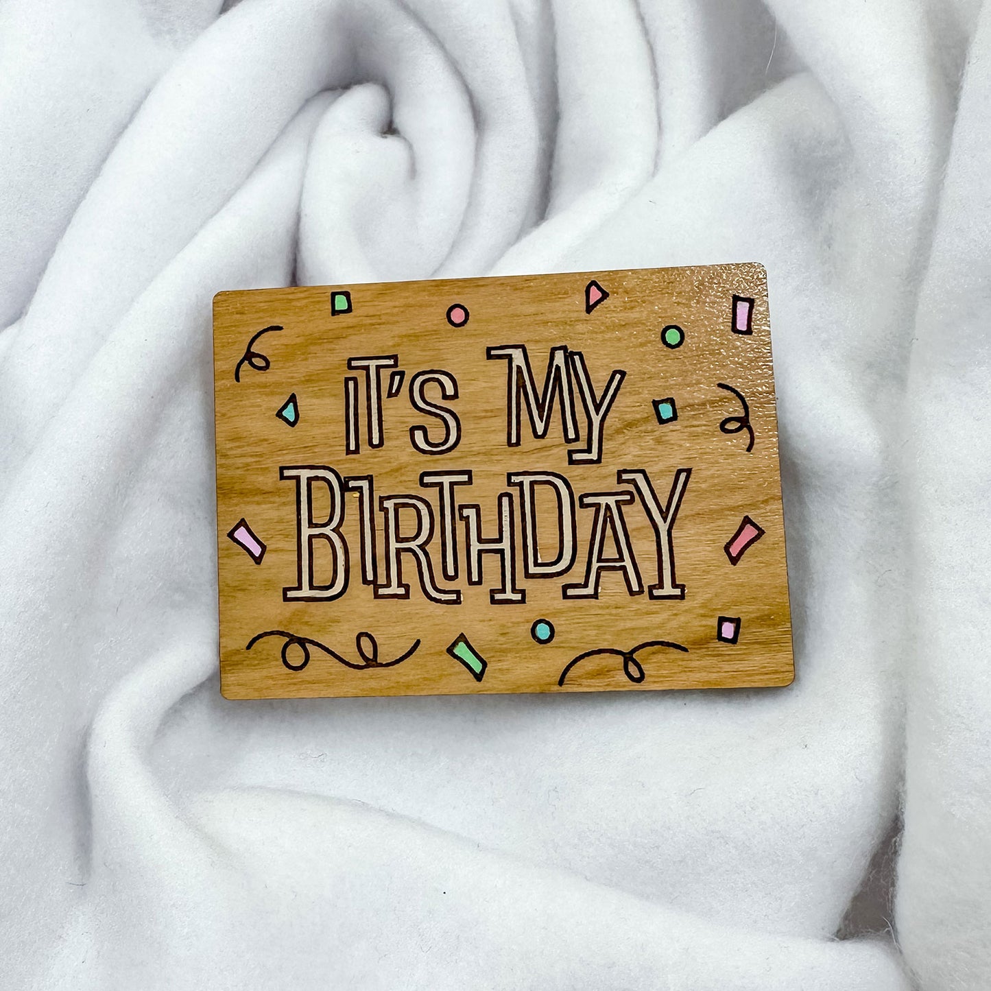 Confetti It's My Birthday Badge or Pin (Set of 2)