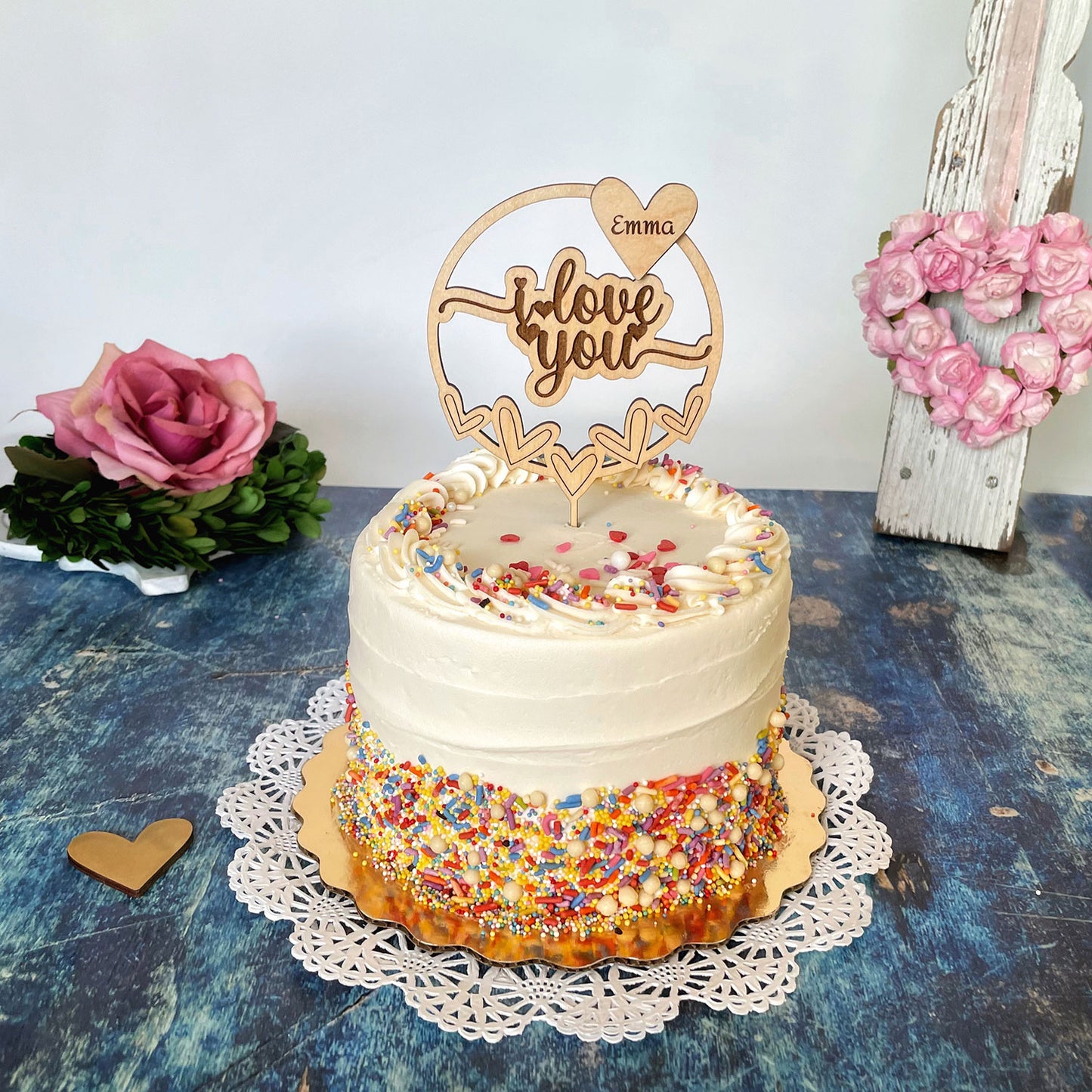 Customizable I Love You Cake and Cupcake Topper (Set of 6)