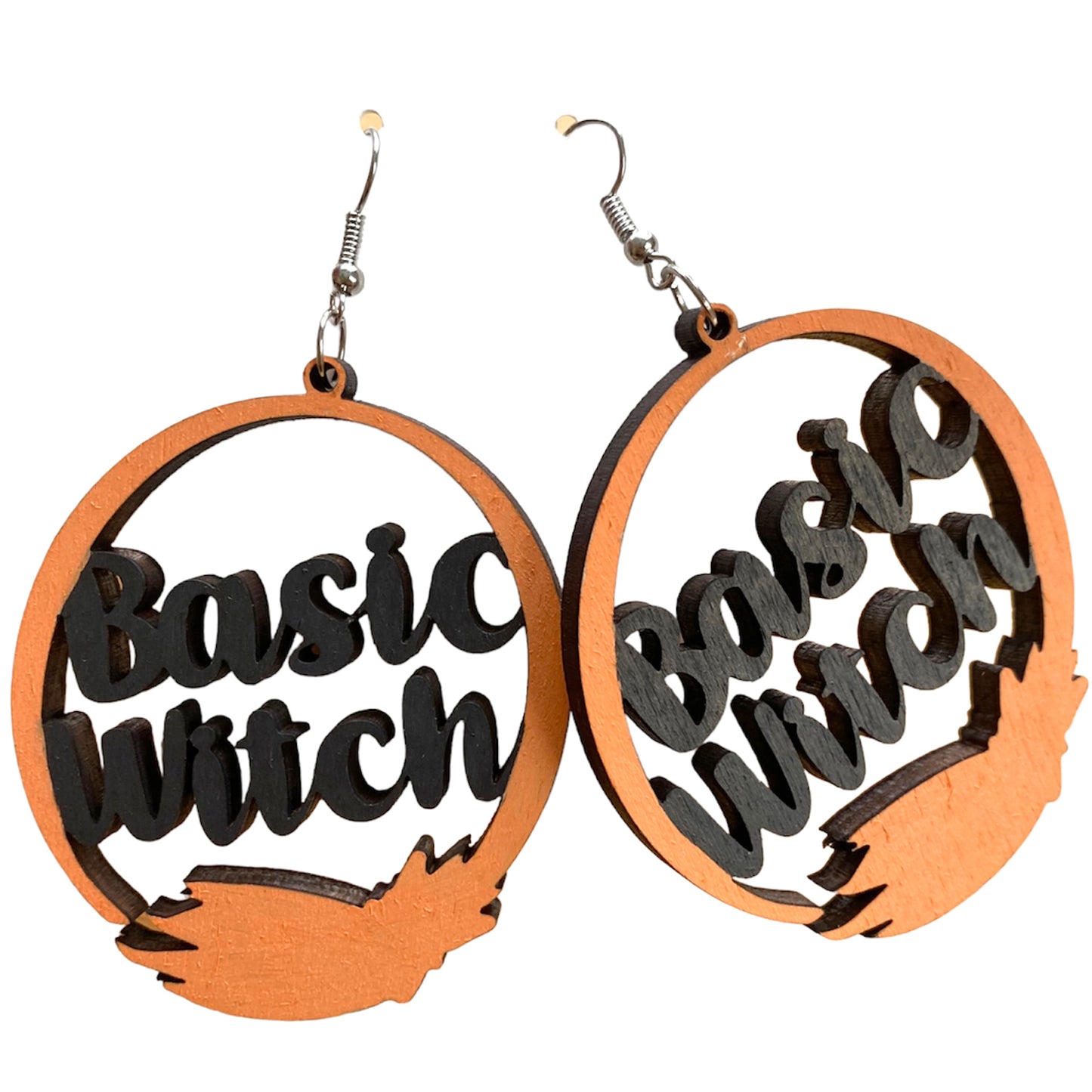 Cute Basic Witch Broom Hoop Dangle Earrings