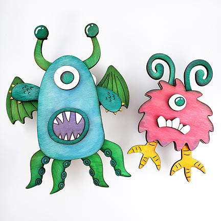 DIY Girly Monster Card Making Kit for Kids, DIY Teen Beginner Craft Set,  Cardmaking Party Activity Pack, Childrens Greeting Cards, Monsters 
