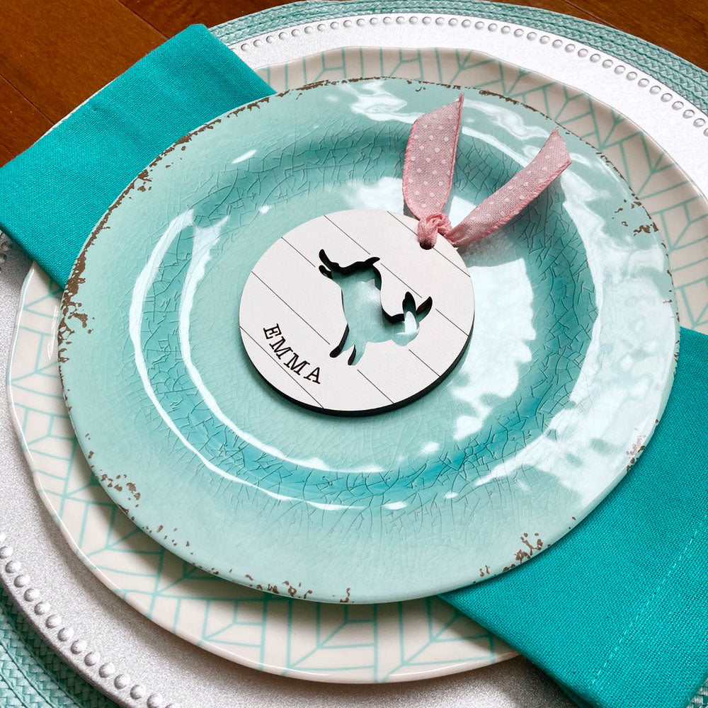 Easter Basket Shiplap Bunny Name Tags (Set of 5)