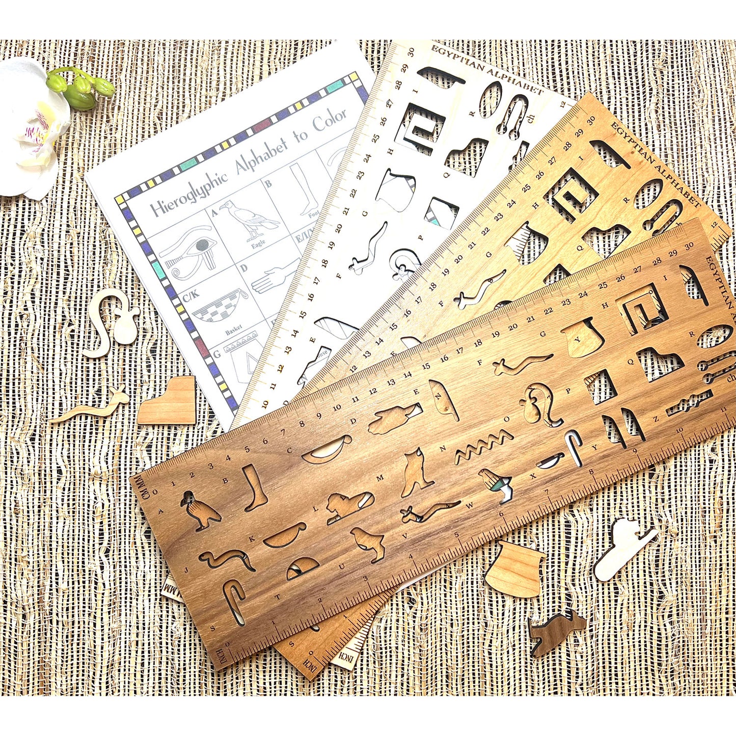 Egyptian Hieroglyphic Alphabet Stencil ( With Rulers)