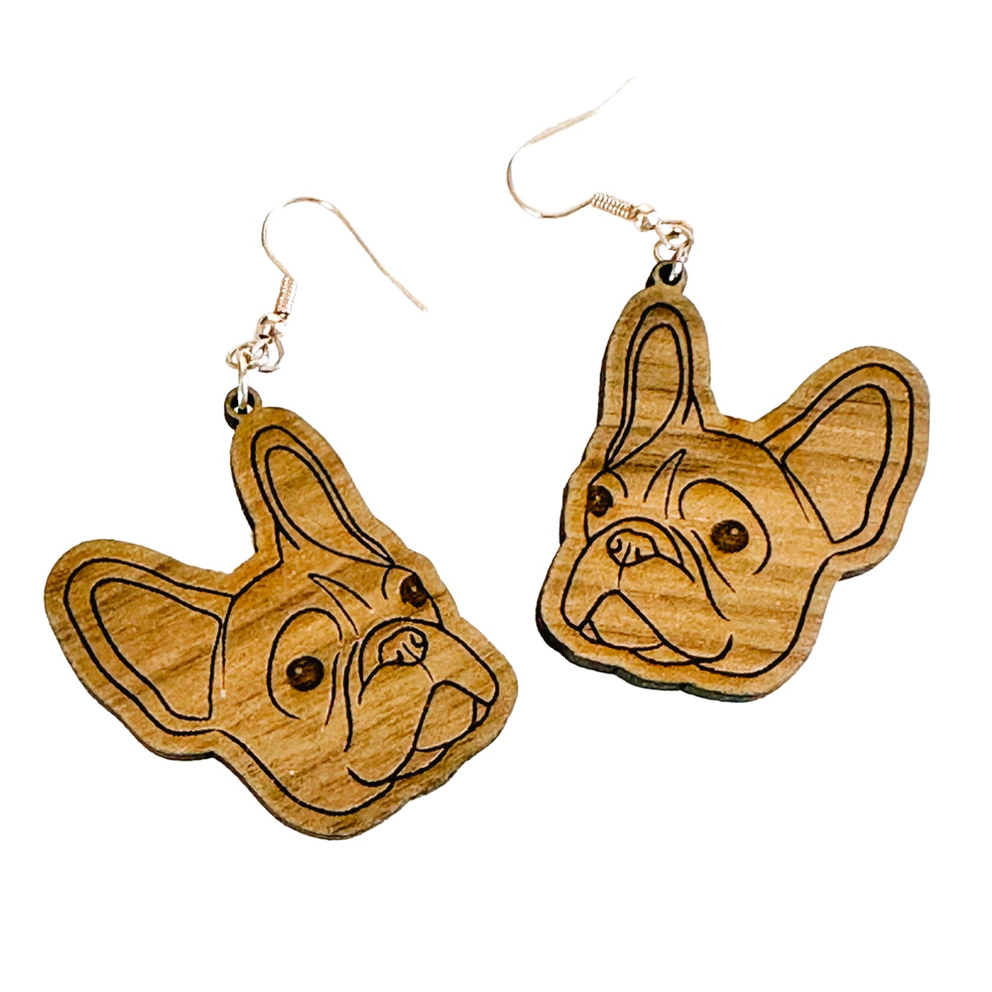 Engraved Dog Breed Earrings - French Bulldog / Frenchie