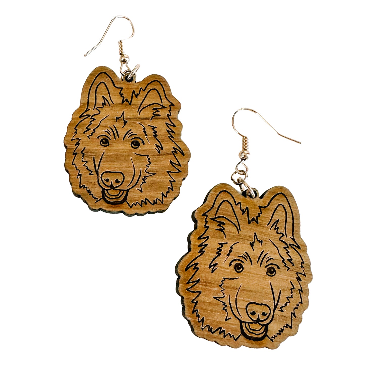 Engraved Dog Breed Earrings - German Shepherd