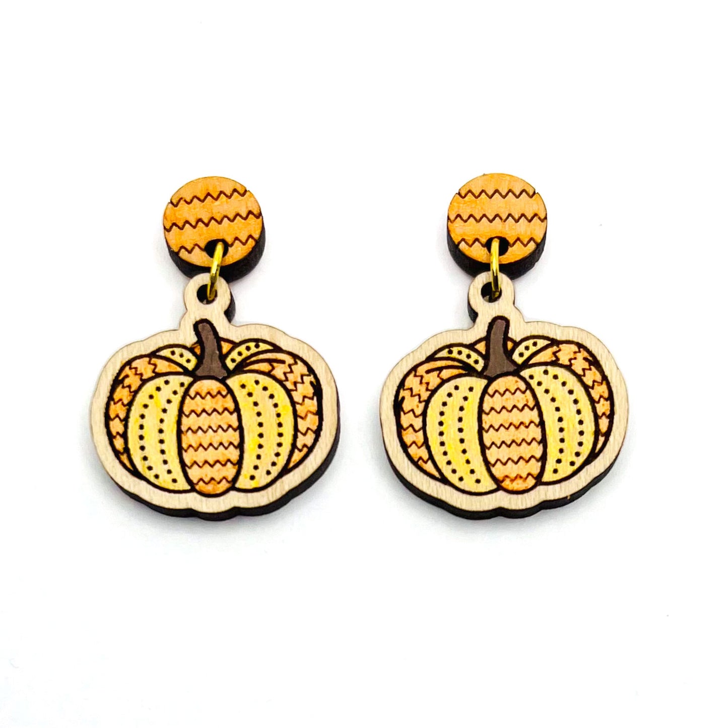 "Fabric" Pumpkin Earrings - Glowforge