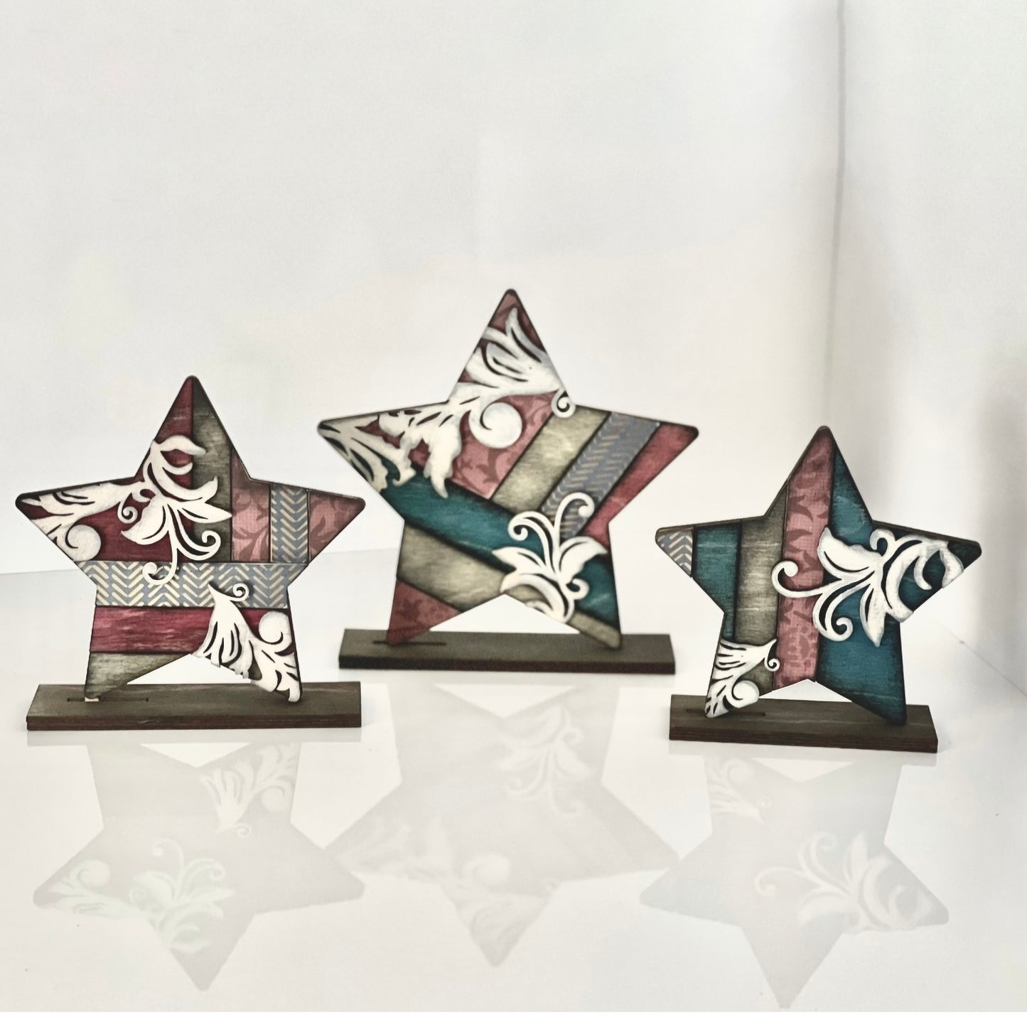 Farmhouse Flourish Star Shelf Sitters (Set of 3)