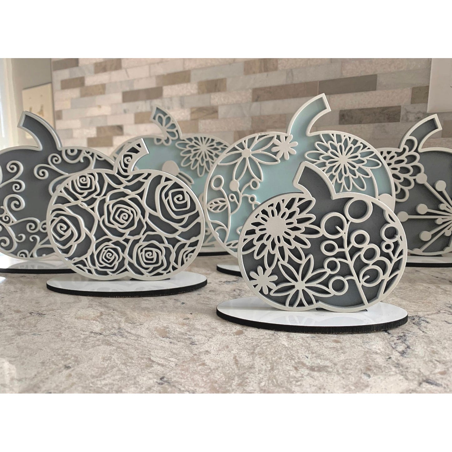 Floral Pumpkins Shelf Sitters (Set of 7)