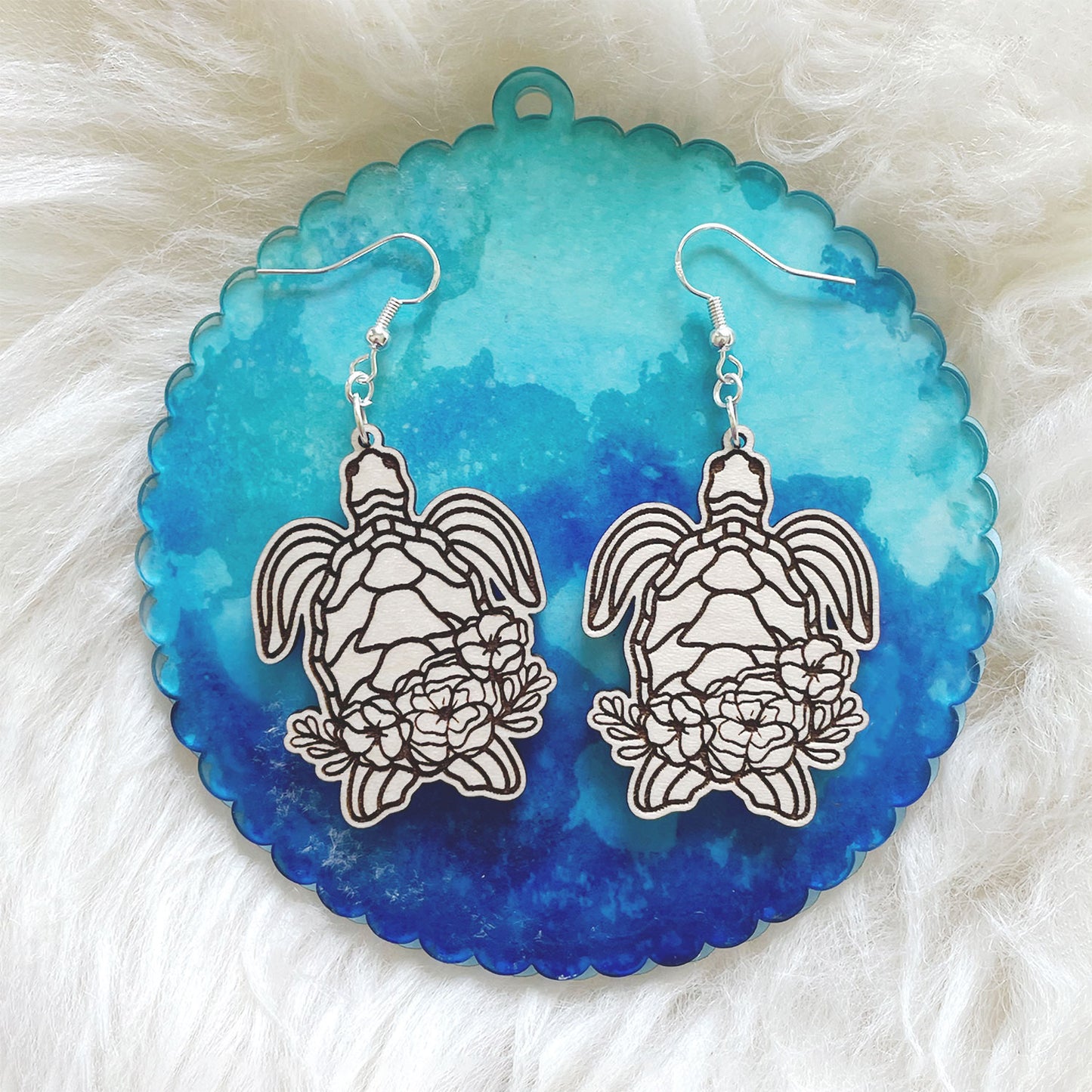 Floral Turtle Earrings