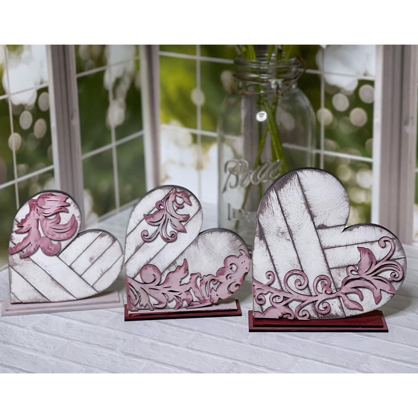 Flourish Farmhouse Style Hearts (Set of 3)