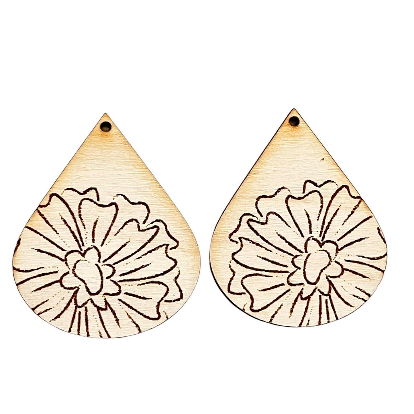 Flower Engraved Teardrop Earrings