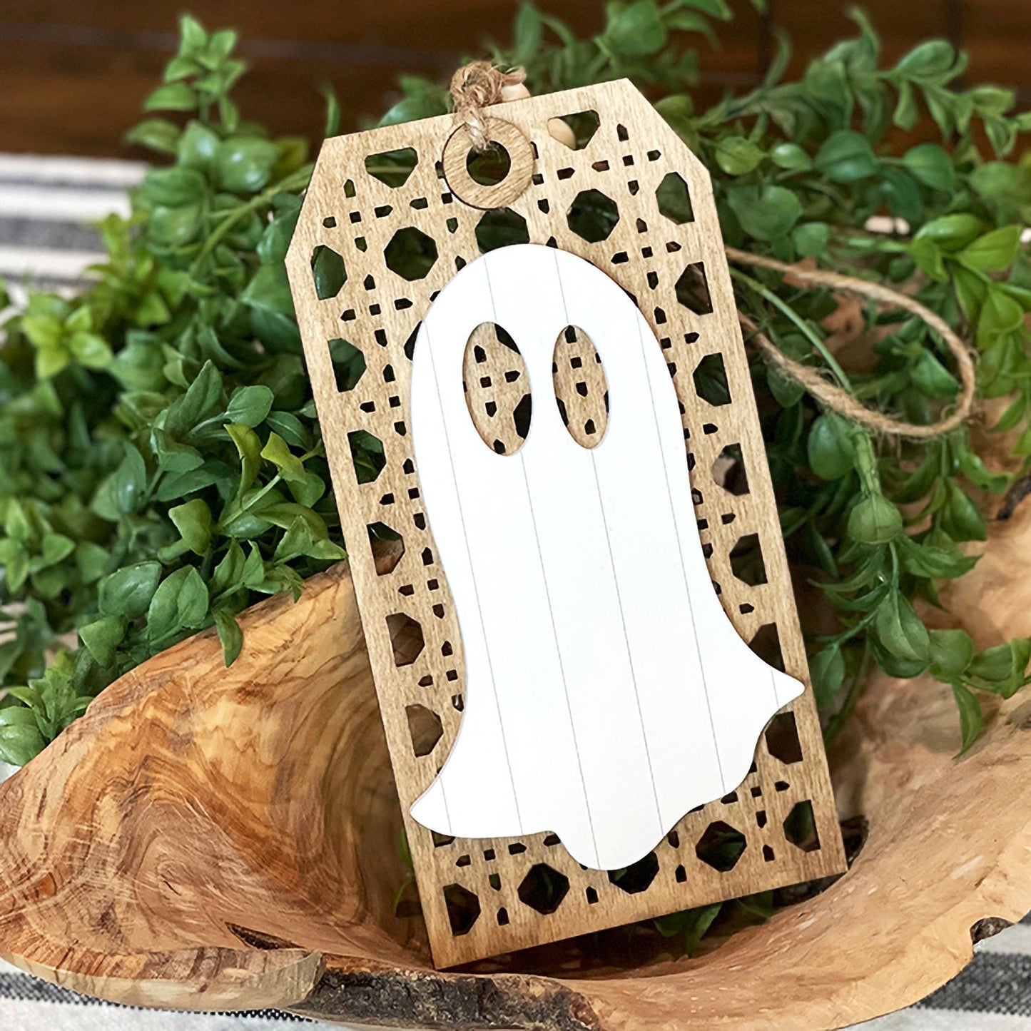 Halloween Ghost Rattan Tags