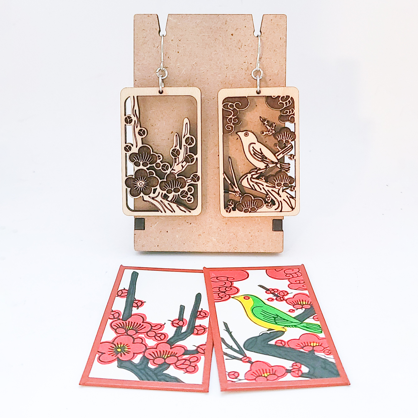 Hanafuda-style Earrings "February" 2