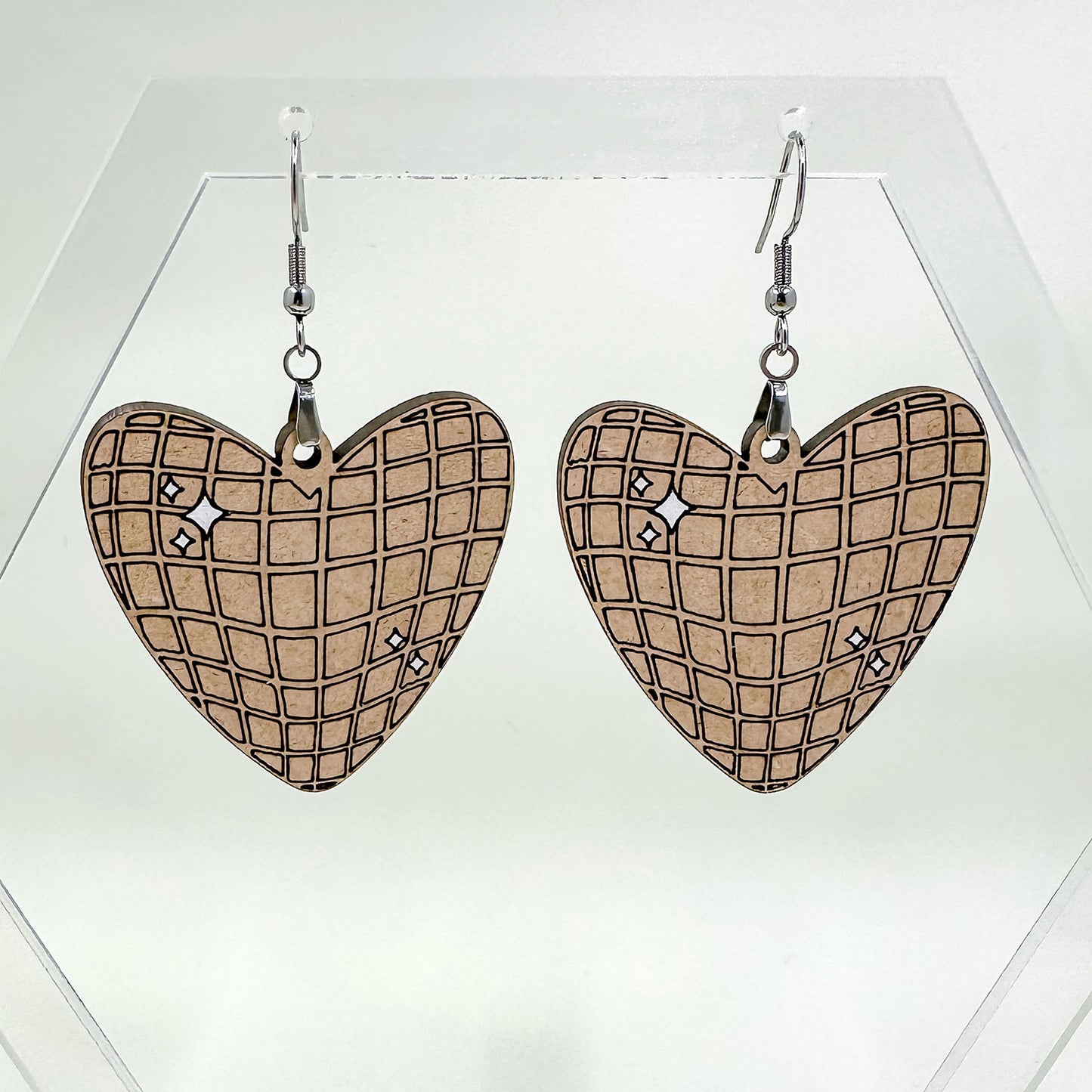 Heart Shaped Disco Ball Earrings