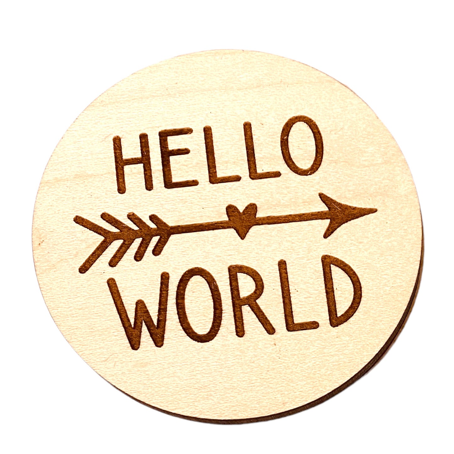 Hello World Baby Birth Announcement Photography Photo Round