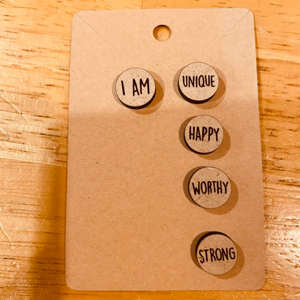 I AM Affirmation Positivity Stud Earrings (Set of 12 Words)