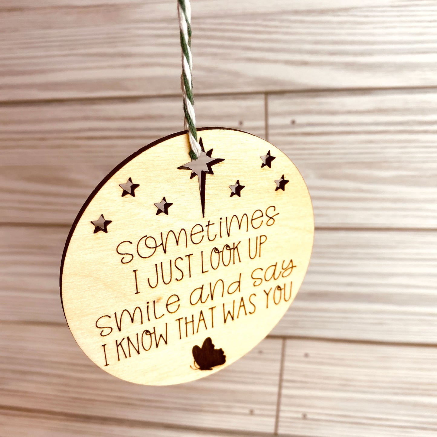 In Memory Sometimes I Look up Butterfly Stars Christmas Ornament (Set of 2)