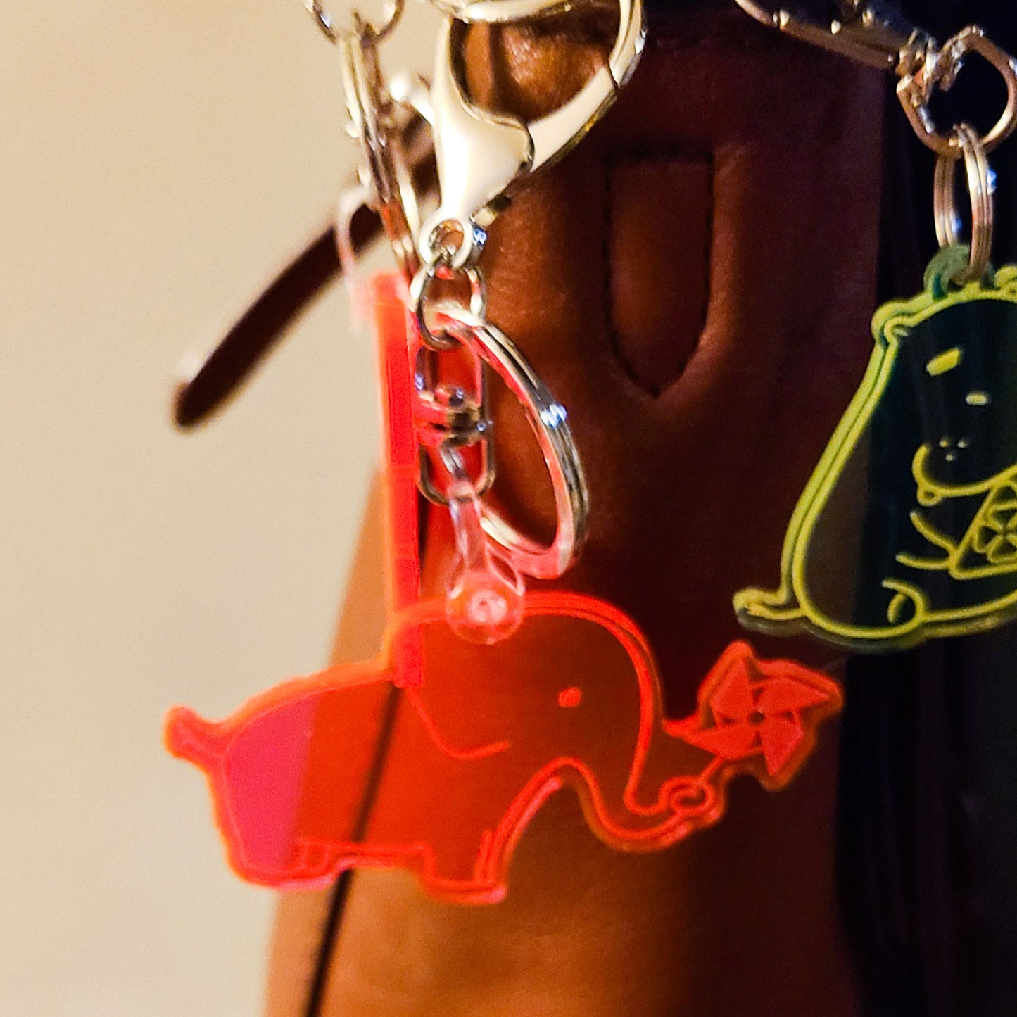 Kawaii Elephant Couple's Charm Transparent Acrylic