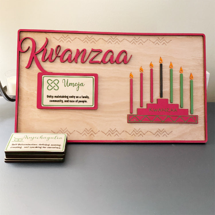 Kwanzaa Table Sign with Kinera and Principles