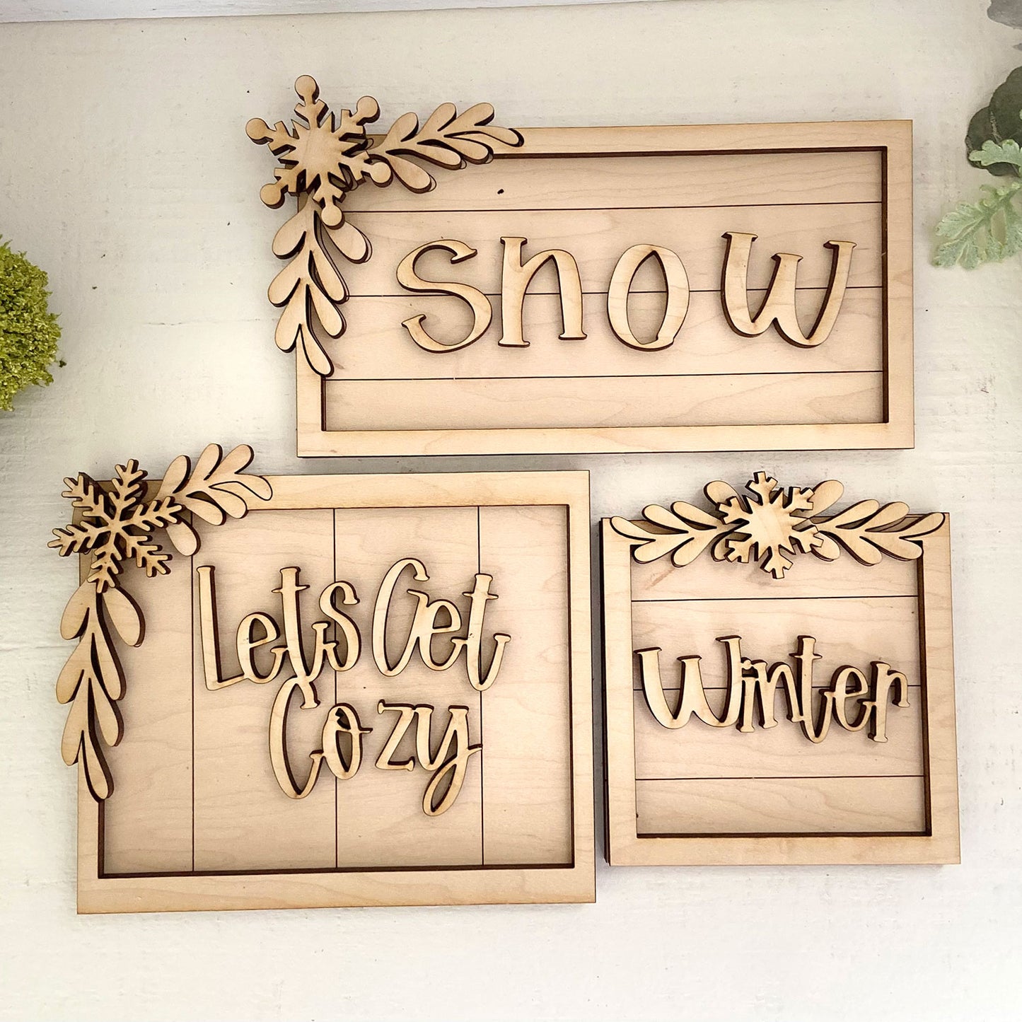 Let's Get Cozy Snow Winter Sign (Set of 3)