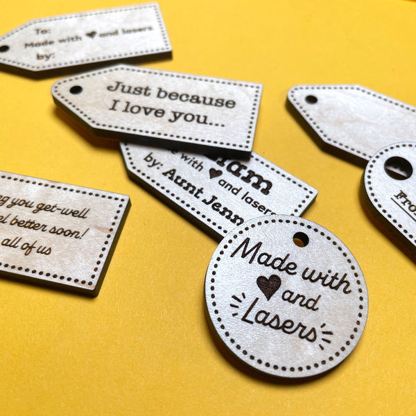 Made With Love And Lasers Customizable Gift Tags (Set of 4) – Glowforge Shop